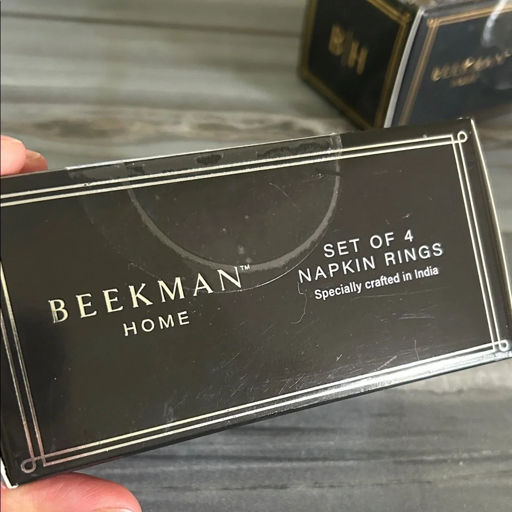 Beekman Home set of 4  Beaded Napkin Rings unopened box new!